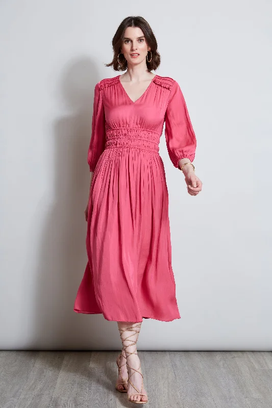 T-Tahari Smocked Midi Dress