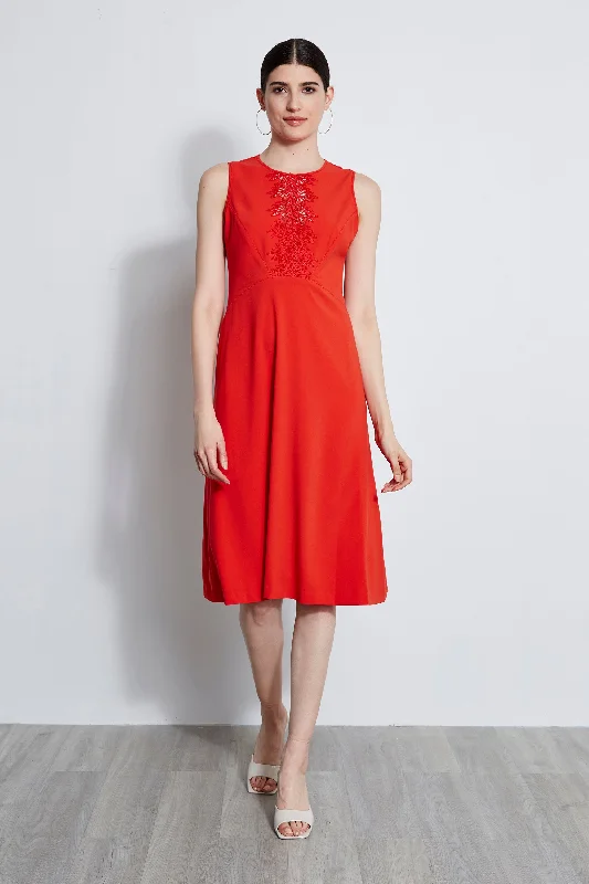 Lace Applique Midi Dress