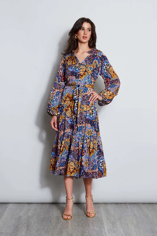 Silk Night Garden Midi Dress