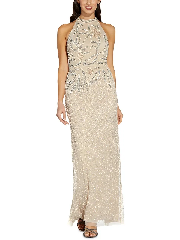 Womens Beaded Long Evening Dress