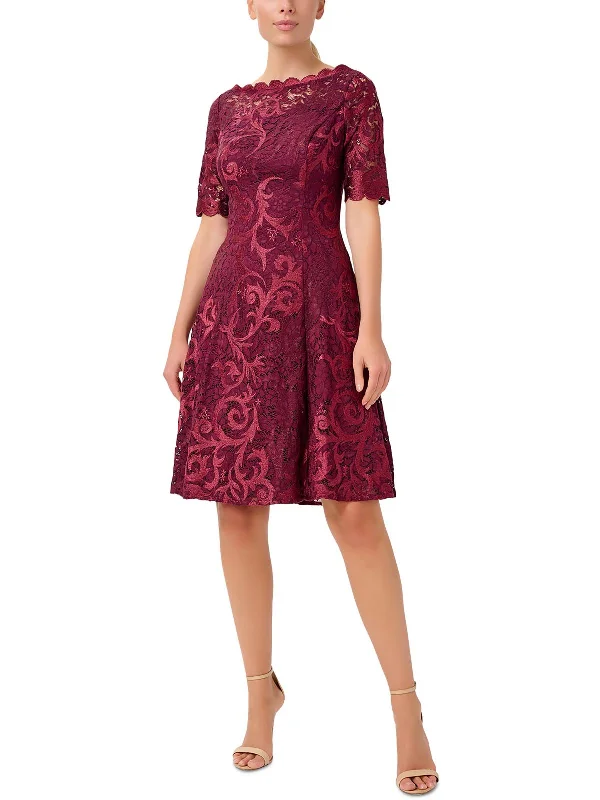 Womens Lace Fit & Flare Cocktail and Party Dress