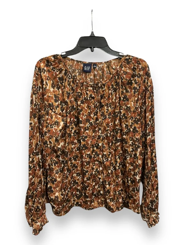 Blouse Long Sleeve By Gap In Multi-colored, Size: L