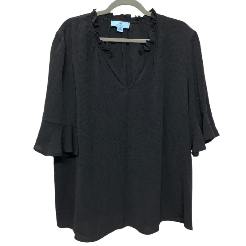 Blouse Short Sleeve By Cece In Black, Size: 2x