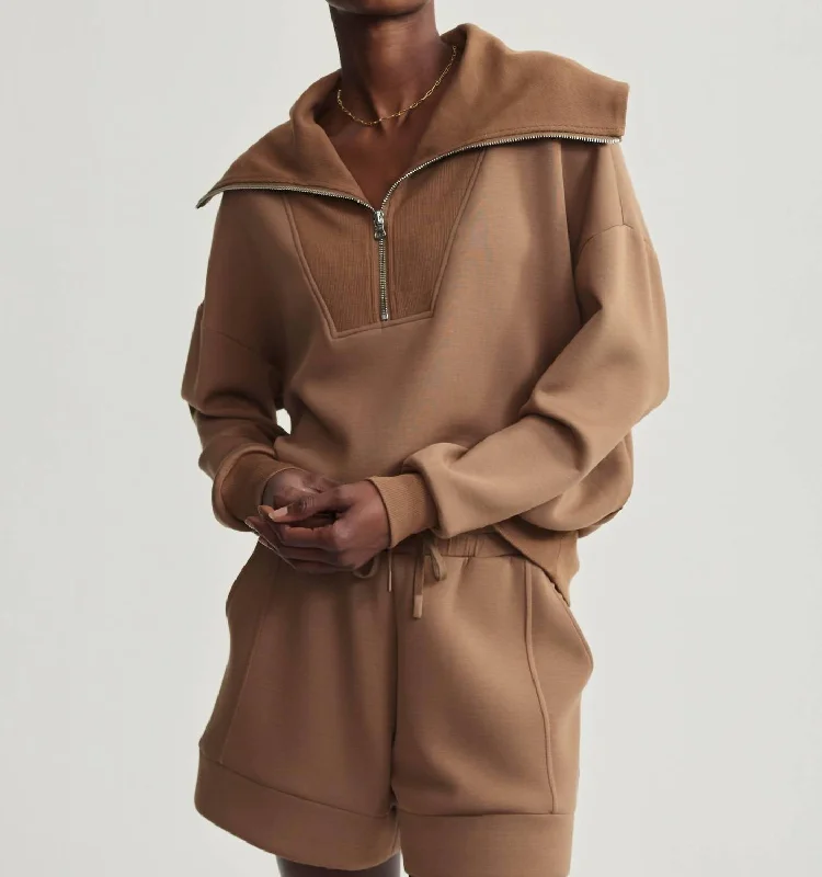 Catherine Half Zip Sweatshirt In Golden Bronze