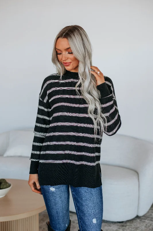 Cullan Striped Sweater - Black