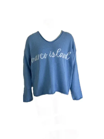 Island Trends Summer V-Neck Sweater - Light Blue