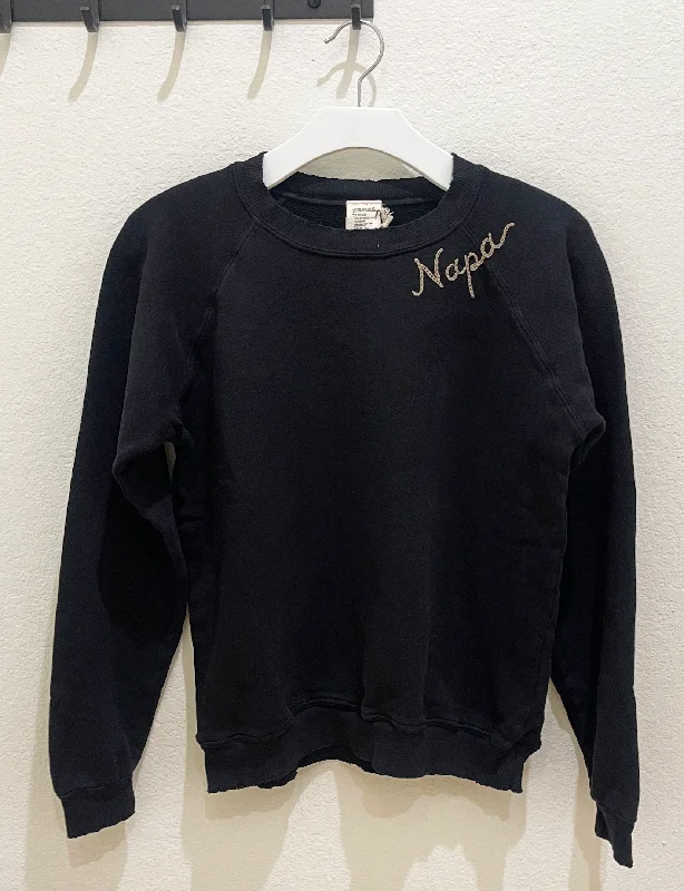 Napa Embroidered Sweatshirt, Washed Black