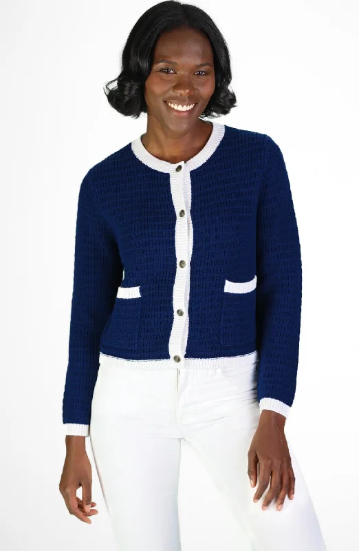 Navy & White Lady Cardigan