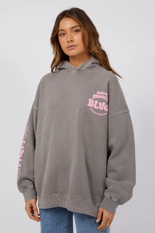 Santa Monica Charcoal Pink Print Hoodie