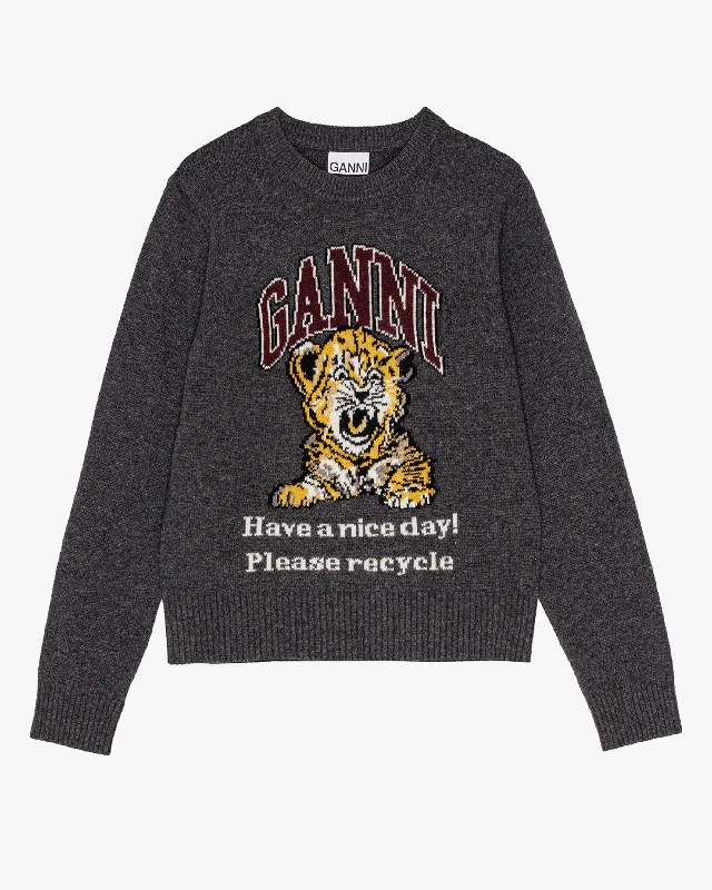 Graphic Wool Mix Tiger Sweater