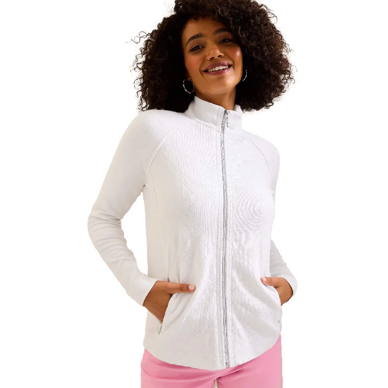 Tommy Bahama Women's Aruba Diamond Days Embroidered Full Zip Sweatshirt - White