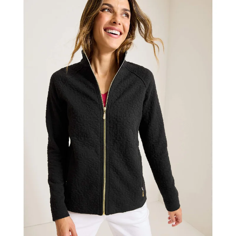 Tommy Bahama Women's Aruba Purrfection Full Zip Sweatshirt - Black