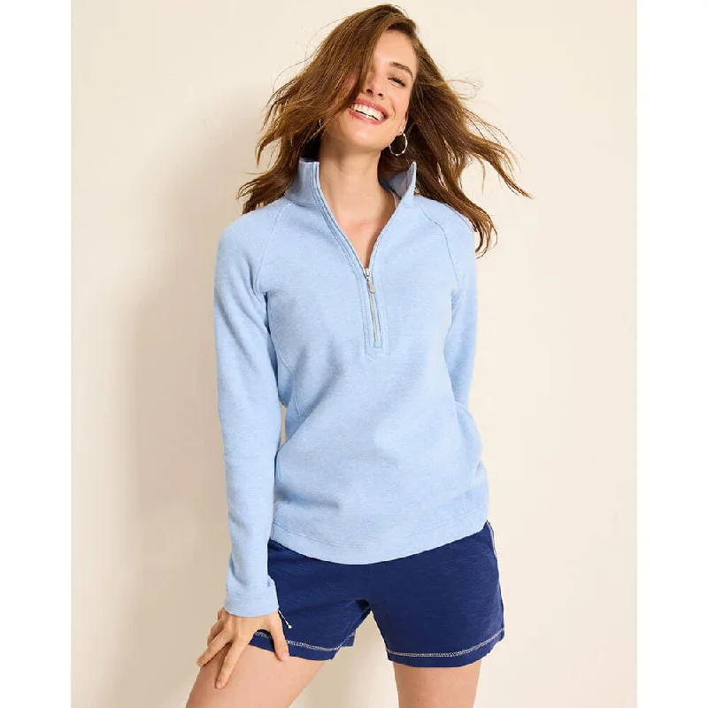 Tommy Bahama Women's New Aruba Half Zip Sweatshirt - Light Sky Heathered